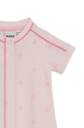Baby stretch-cotton playsuit with Double B monograms
