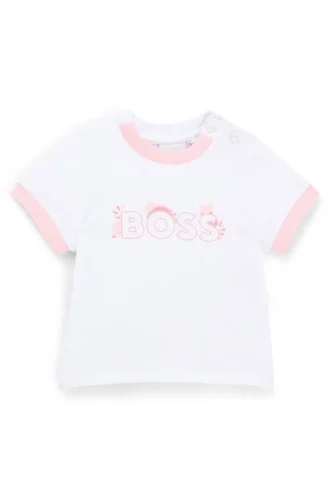 Baby T-shirt in stretch cotton with panda artwork