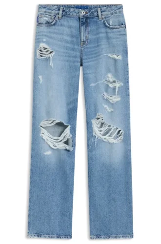 Baggy-fit jeans in blue distressed denim