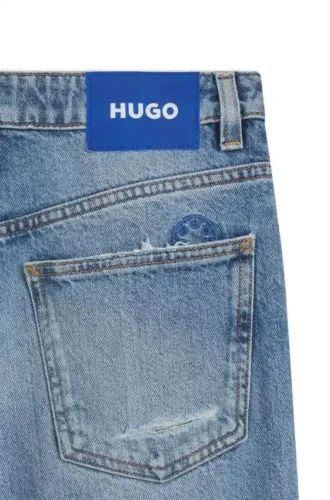 Baggy-fit jeans in blue distressed denim
