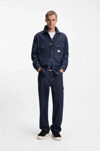 Baggy-fit jeans in dark-blue denim
