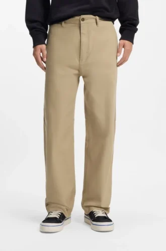Baggy-fit trousers in stretch-cotton canvas