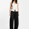 Balloon-leg trousers with elasticated waist