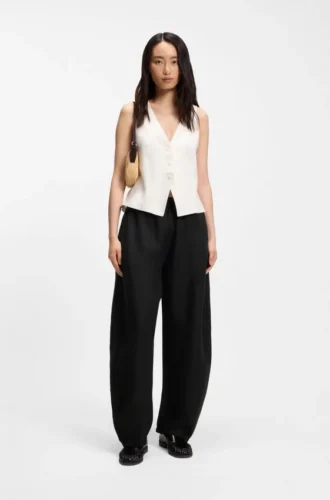 Balloon-leg trousers with elasticated waist