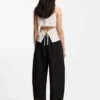 Balloon-leg trousers with elasticated waist