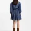 Balloon-sleeve dress with wrap front