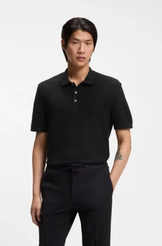 Basket-weave polo shirt in cotton