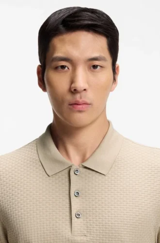 Basket-weave polo shirt in cotton