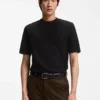 Basket-weave T-shirt in mercerised cotton