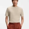 Basket-weave T-shirt in mercerised cotton