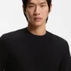 Basket-weave T-shirt in mercerised cotton