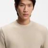 Basket-weave T-shirt in mercerised cotton