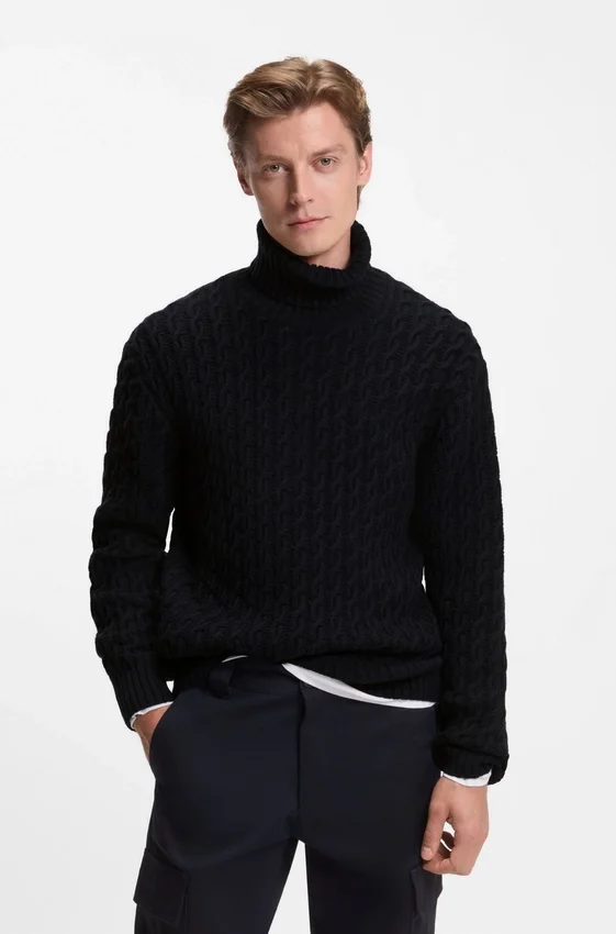 BECKHAM x BOSS cable-knit sweater in wool and cashmere BECKHAM x BOSS cable-knit sweater in wool and cashmere