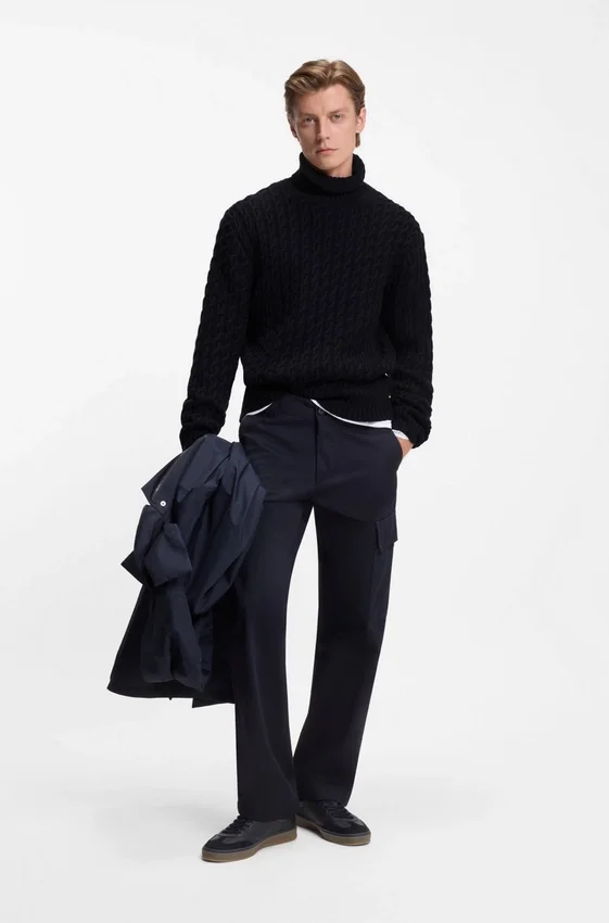 BECKHAM x BOSS cable-knit sweater in wool and cashmere BECKHAM x BOSS cable-knit sweater in wool and cashmere