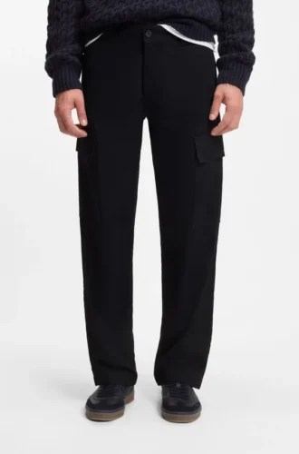 BECKHAM x BOSS cargo trousers in micro-patterned cotton