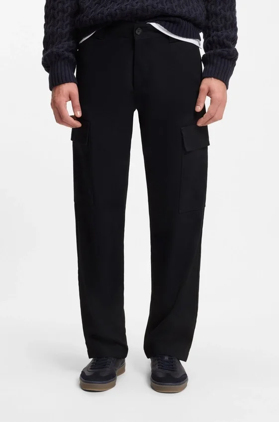 BECKHAM x BOSS cargo trousers in micro-patterned cotton BECKHAM x BOSS cargo trousers in micro-patterned cotton