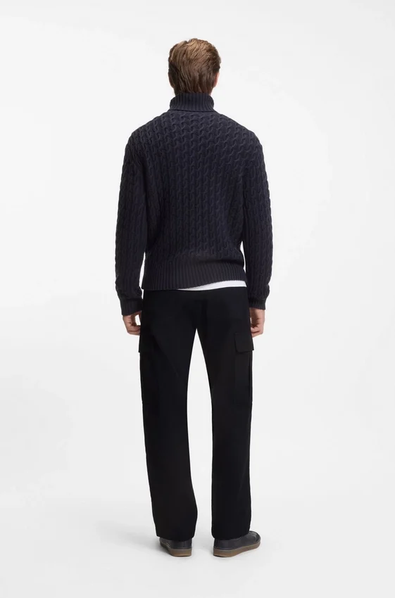 BECKHAM x BOSS cargo trousers in micro-patterned cotton BECKHAM x BOSS cargo trousers in micro-patterned cotton