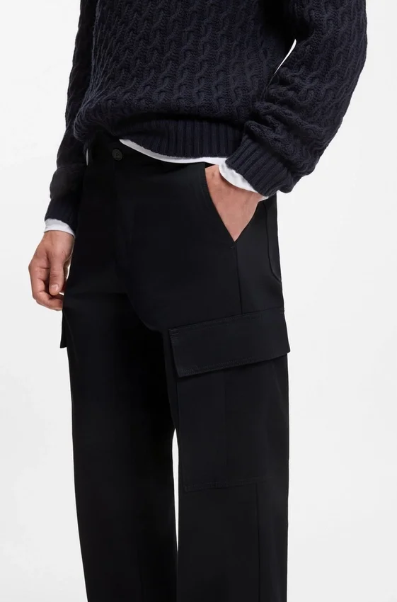 BECKHAM x BOSS cargo trousers in micro-patterned cotton BECKHAM x BOSS cargo trousers in micro-patterned cotton