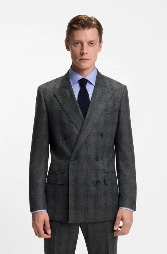 BECKHAM x BOSS jacket in checked virgin wool BECKHAM x BOSS jacket in checked virgin wool