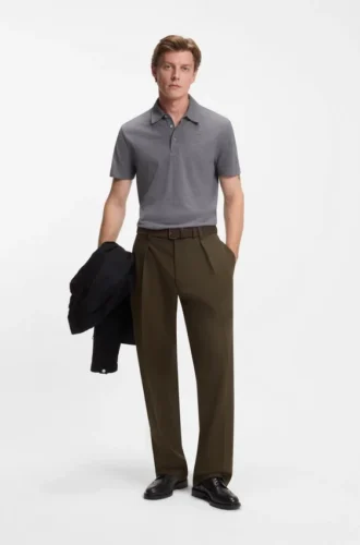 BECKHAM x BOSS micro-patterned trousers in cotton