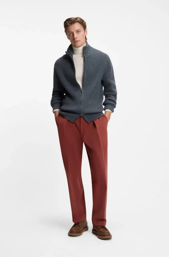 BECKHAM x BOSS micro-patterned trousers in cotton BECKHAM x BOSS micro-patterned trousers in cotton
