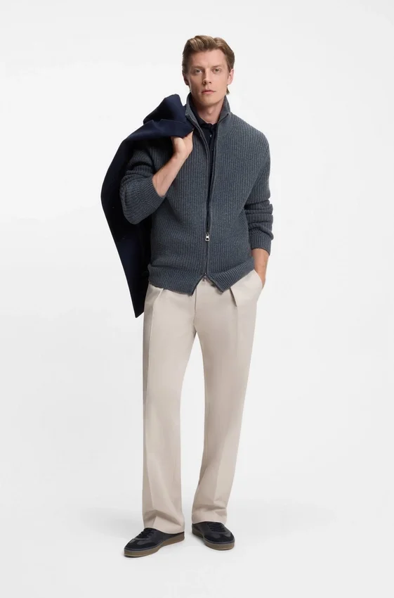 BECKHAM x BOSS micro-patterned trousers in cotton BECKHAM x BOSS micro-patterned trousers in cotton