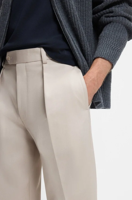 BECKHAM x BOSS micro-patterned trousers in cotton BECKHAM x BOSS micro-patterned trousers in cotton