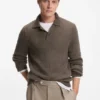 BECKHAM x BOSS mouliné-rib sweater with polo collar BECKHAM x BOSS mouliné-rib sweater with polo collar