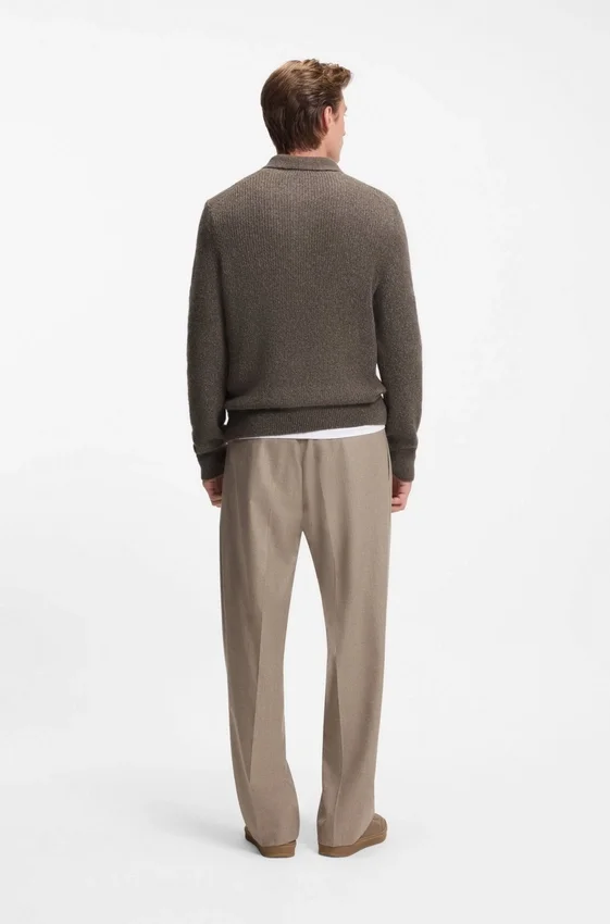 BECKHAM x BOSS mouliné-rib sweater with polo collar BECKHAM x BOSS mouliné-rib sweater with polo collar