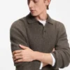 BECKHAM x BOSS mouliné-rib sweater with polo collar BECKHAM x BOSS mouliné-rib sweater with polo collar