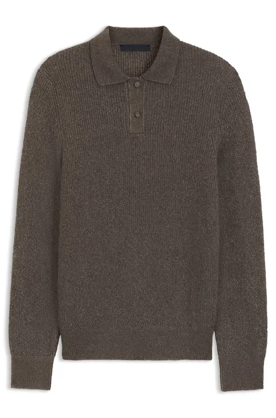 BECKHAM x BOSS mouliné-rib sweater with polo collar BECKHAM x BOSS mouliné-rib sweater with polo collar