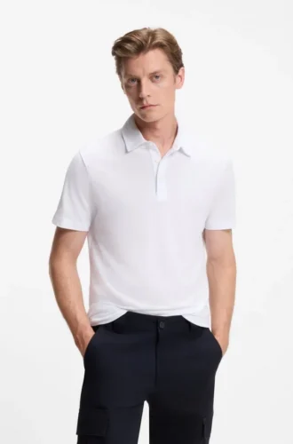 BECKHAM x BOSS polo shirt in cotton and silk