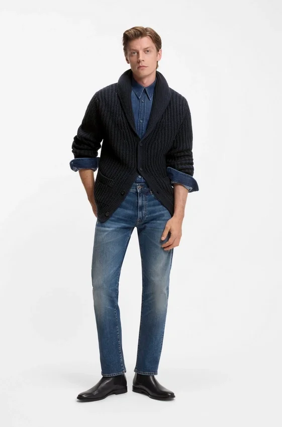 BECKHAM x BOSS relaxed-fit cardigan in wool and cashmere BECKHAM x BOSS relaxed-fit cardigan in wool and cashmere