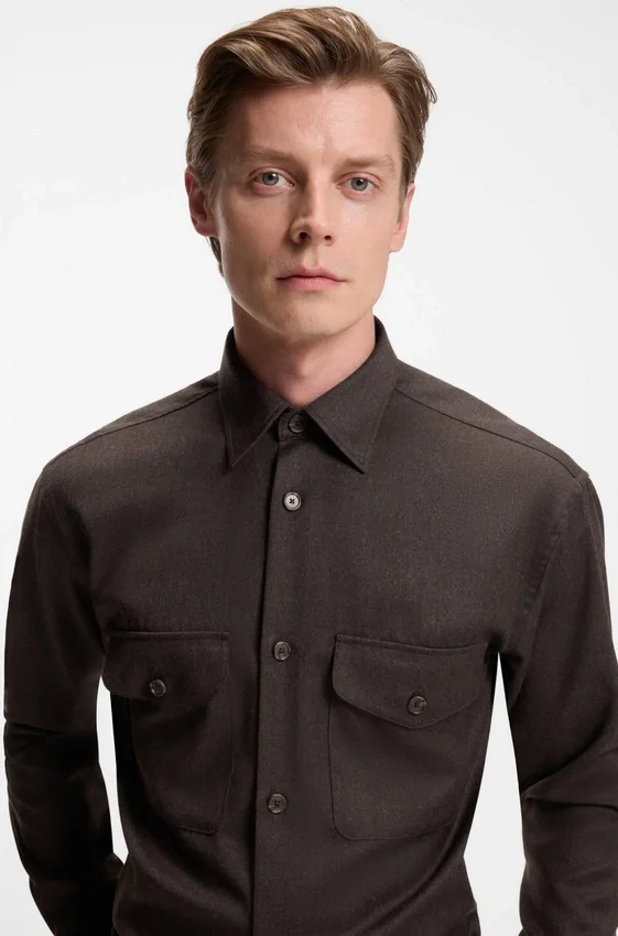 BECKHAM x BOSS relaxed-fit shirt in virgin wool BECKHAM x BOSS relaxed-fit shirt in virgin wool