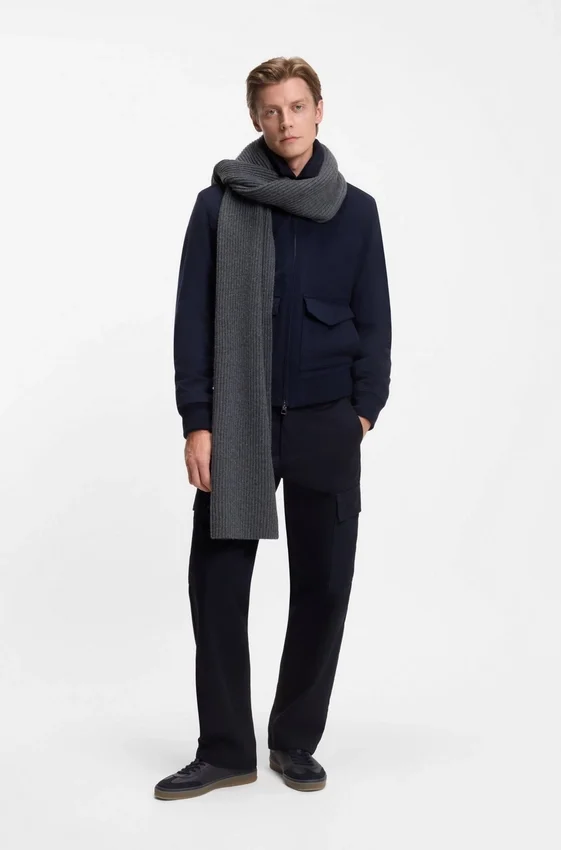 BECKHAM x BOSS scarf in virgin wool and cashmere BECKHAM x BOSS scarf in virgin wool and cashmere
