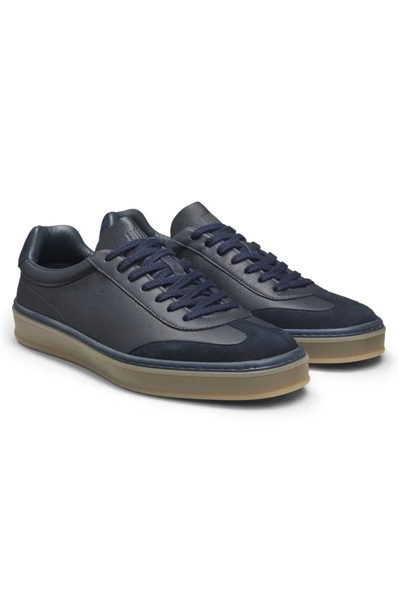 BECKHAM x BOSS suede-trim trainers in grained leather BECKHAM x BOSS suede-trim trainers in grained leather