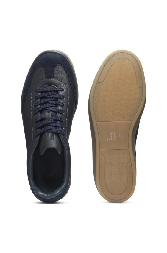 BECKHAM x BOSS suede-trim trainers in grained leather BECKHAM x BOSS suede-trim trainers in grained leather