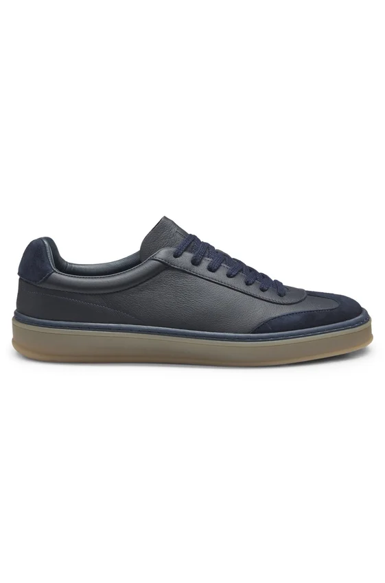 BECKHAM x BOSS suede-trim trainers in grained leather BECKHAM x BOSS suede-trim trainers in grained leather
