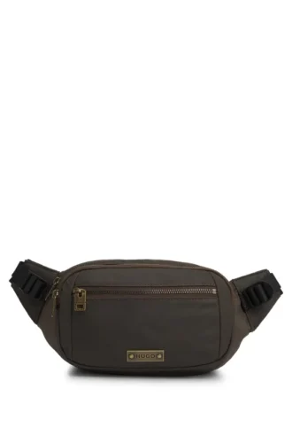Belt bag with antique-effect logo plaque