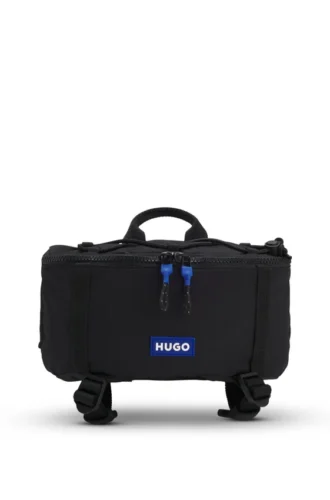 Belt bag with blue logo label