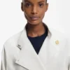 Belted coat with double-breasted closure