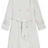 Belted coat with double-breasted closure