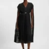 Belted dress in crinkle chiffon