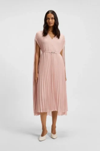 Belted dress in crinkle chiffon