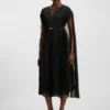 Belted dress in crinkle chiffon
