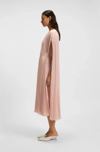 Belted dress in crinkle chiffon