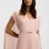 Belted dress in crinkle chiffon
