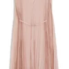 Belted dress in crinkle chiffon