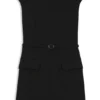 Belted dress with subtle shoulder padding Belted dress with subtle shoulder padding