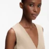 Belted regular-fit vest in cotton and hemp